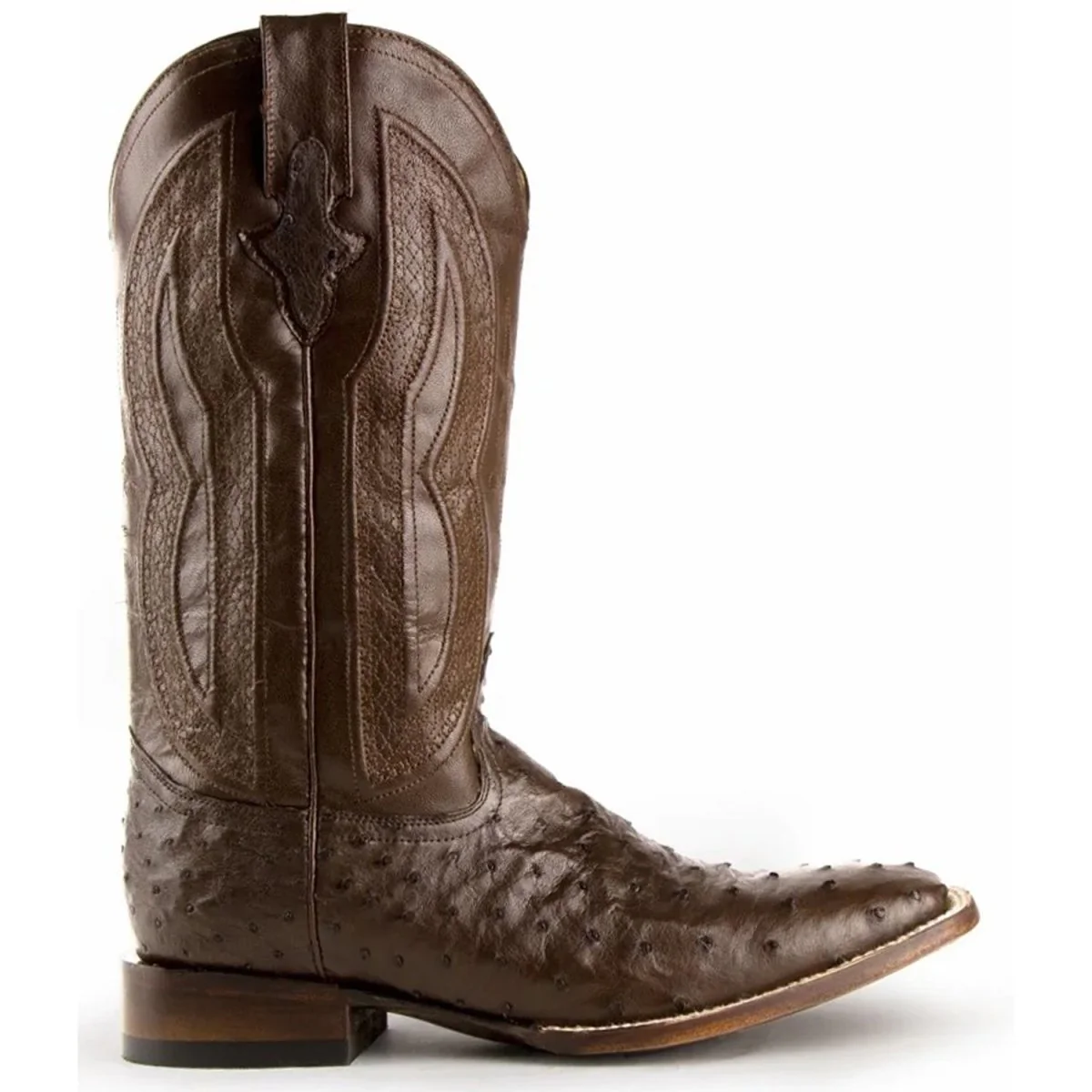 Ferrini Men's Colt Full Quill Ostrich Square Toe Boots Handcrafted - Chocolate 1019309 - Imagen 4