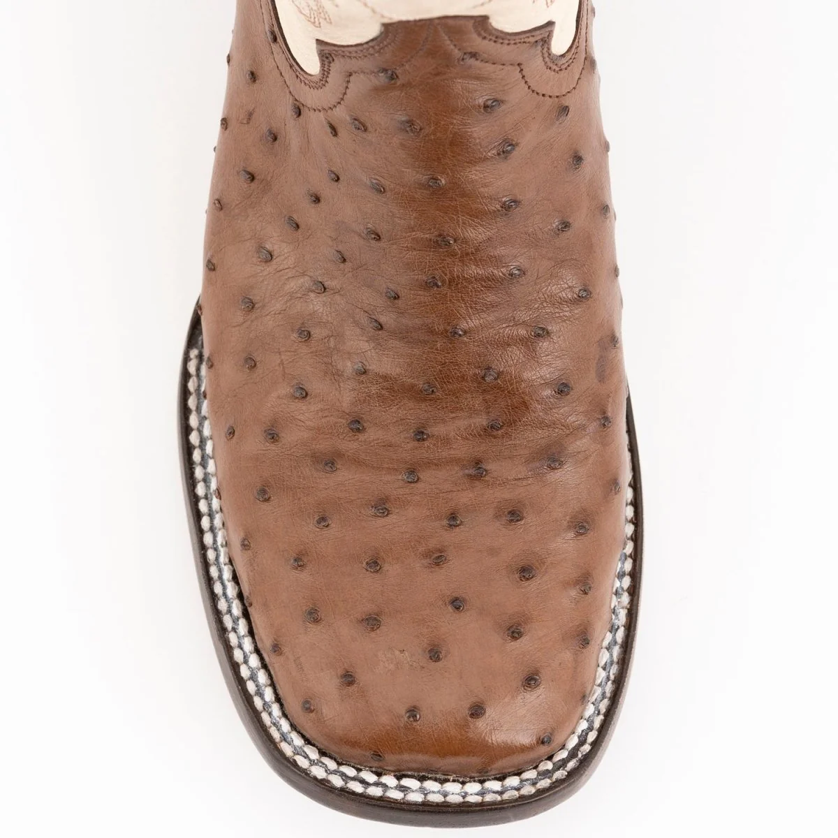 Ferrini Men's Colt Full Quill Ostrich Square Toe Boots Handcrafted - Kango Brown 1019307 - Imagen 3