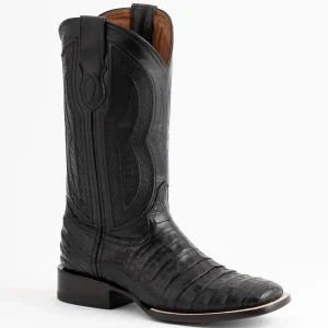 Ferrini Men's Dakota Belly Caiman Western Boots - Square Toe Handcrafted Black  1249304
