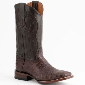 Ferrini Men's Dakota Belly Caiman Western Boots - Square Toe Handcrafted Chocolate  1249309