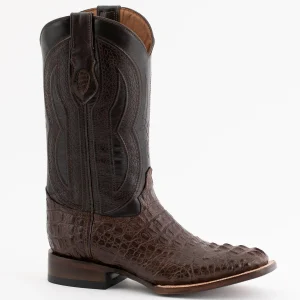 Ferrini Men's Dakota Hornback Caiman Boots - Square Toe Handcrafted Brown 1049309