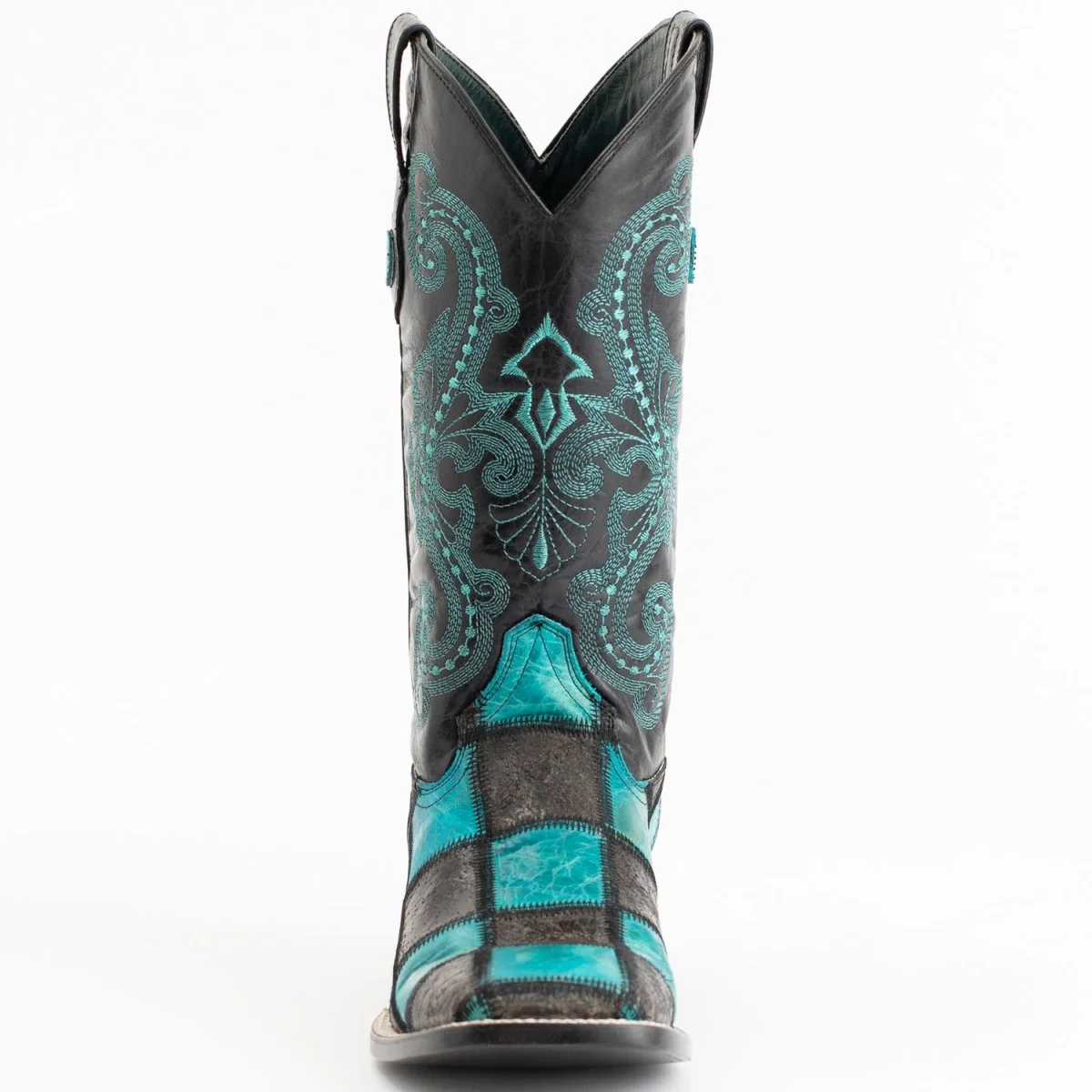 Ferrini Men's Patchwork Square Toe Boots Handcrafted - Black/Teal 1139350 - Imagen 5