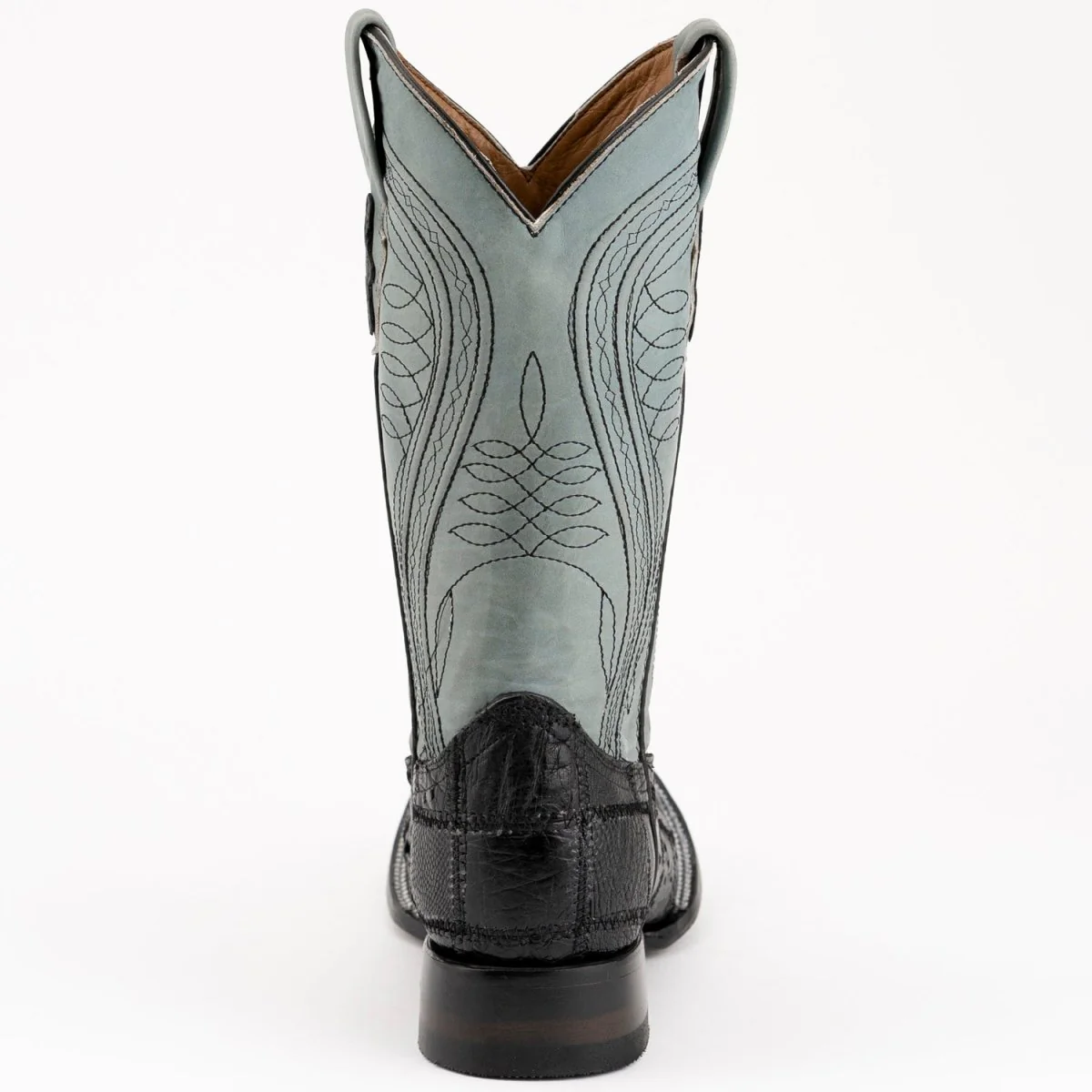 Ferrini Men's Pinto Patch Ostrich Square Toe Boots Handcrafted - Black 1069304 - Imagen 6