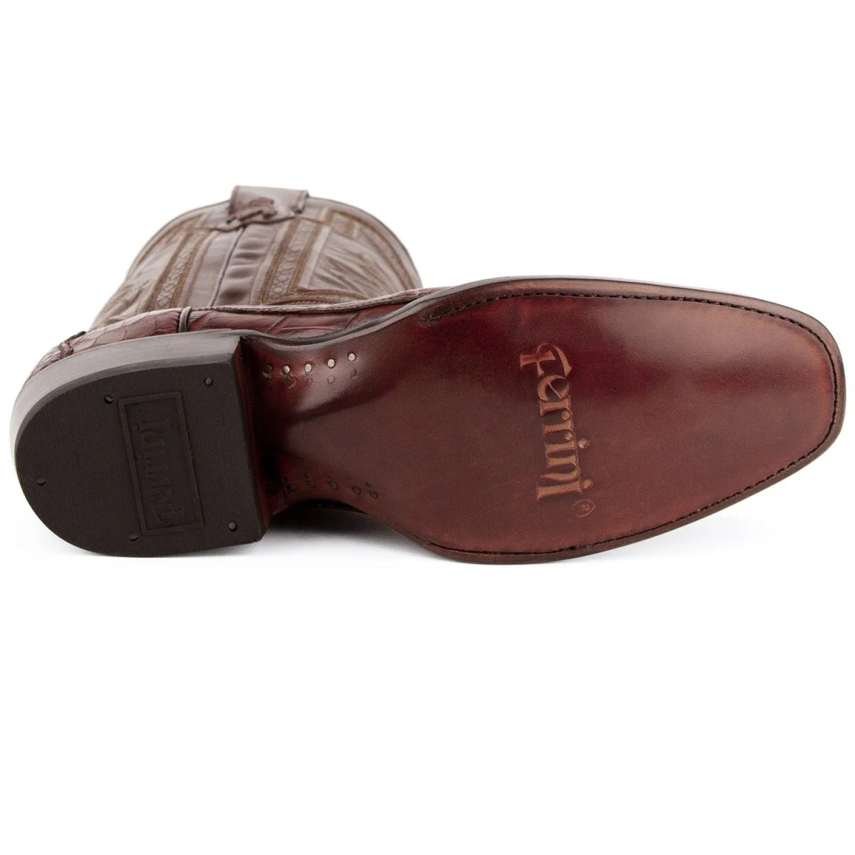 Ferrini Men's Stallion Alligator Belly Boots French Toe Handcrafted Chocolate 1074109 - Imagen 7