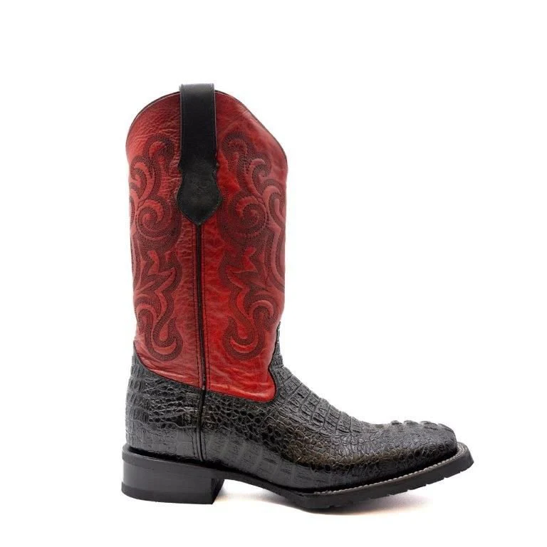 Ferrini Stampede Men's Print Crocodile Boots Handcrafted Black 40493-04 - Imagen 3