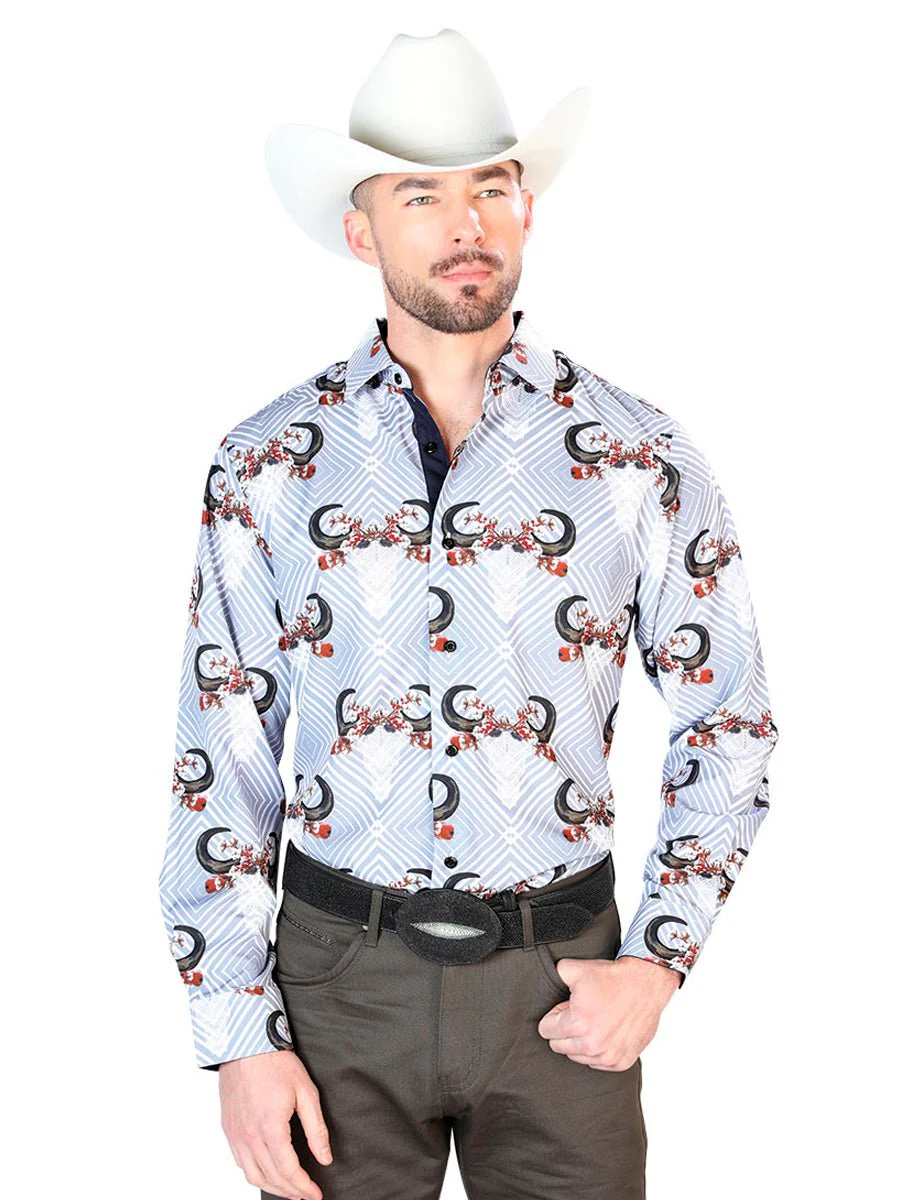 Gray And Black Casual Long Sleeve Shirt 43693 - Imagen 2