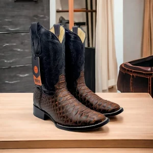 Men's Python Print Square Toe Boots - Shedron