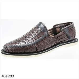 Huarache Artesanal Tipo Mocasin Color Cafe/Negro imp-31299