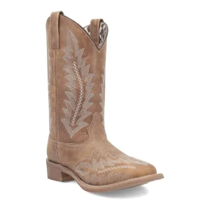 Laredo Women's Cheyenne Broad Square Toe Leather Boots - Tan 5717