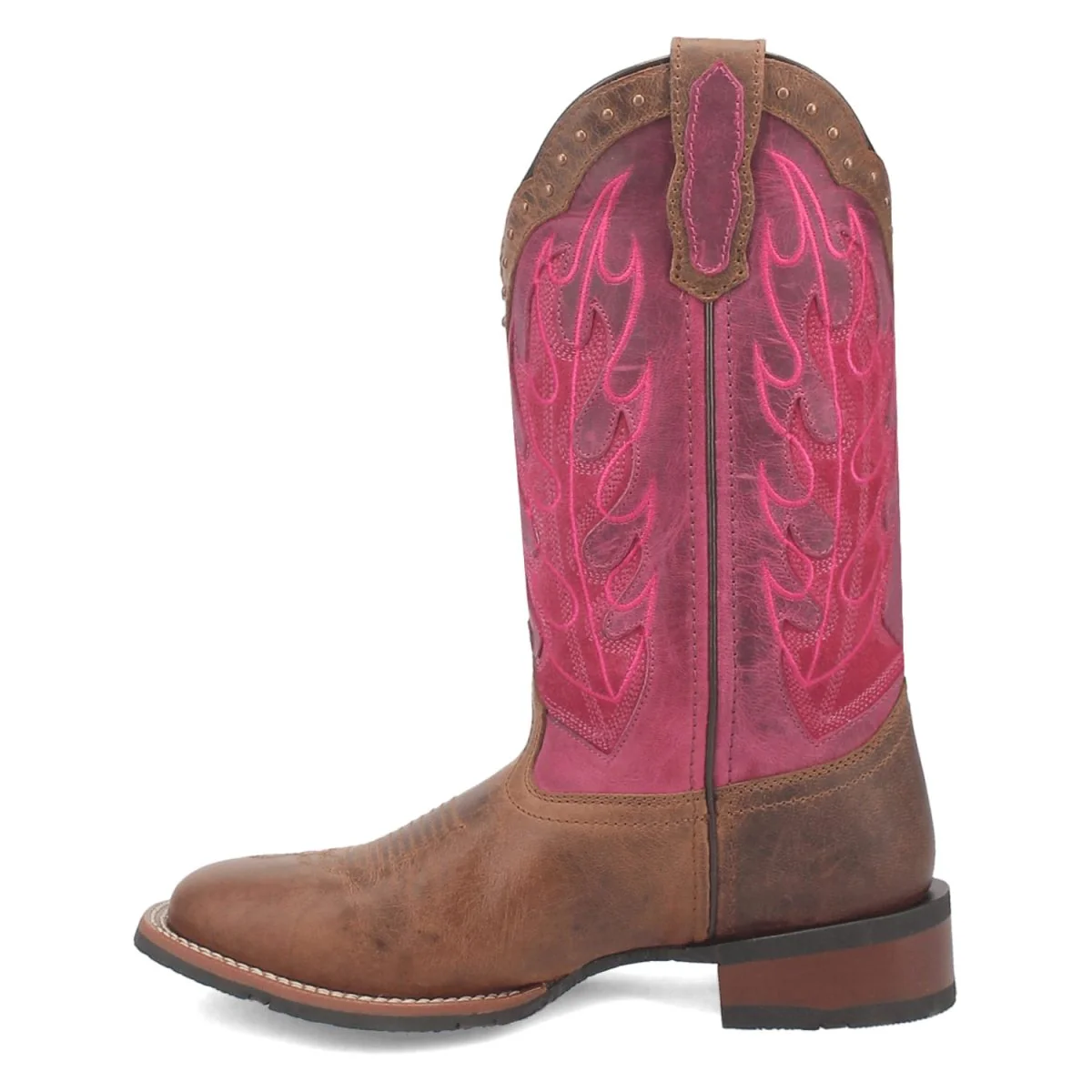 Laredo Women's Faye Broad Square Toe Leather Boots - Brown / Pink 3117 - Imagen 5