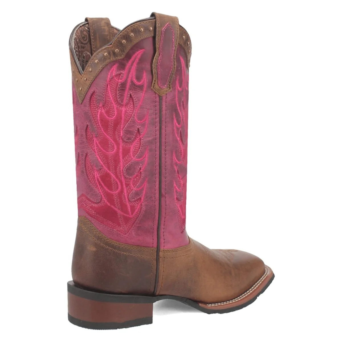 Laredo Women's Faye Broad Square Toe Leather Boots - Brown / Pink 3117 - Imagen 3