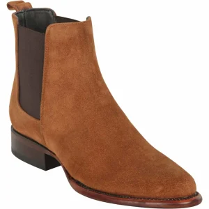 Botines de Gamuza Punta Redonda Roper Color Cognac - Los Altos Boots