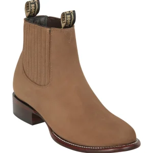 Botines Charros de Gamuza Punta Redonda Roper Color Topo - Los Altos Boots