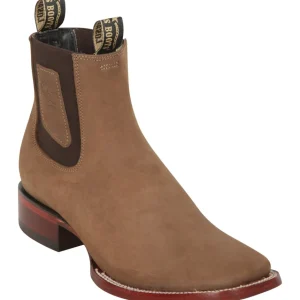 Botines de Gamuza Punta Cuadrada Ancha Color Taupe - Los Altos Boots