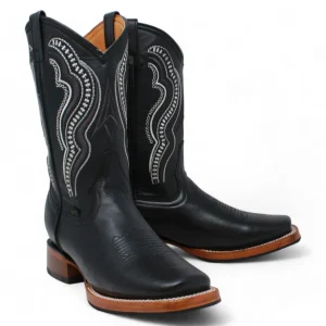 Men's Black Floater Square Toe Boots