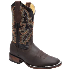 Bota de Hombre de Piel Original Horma Cuadrada en Cafe- Rodeo Imports