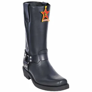 Botas Biker de Piel Original Color Negro Graso - Los Altos Boots
