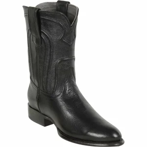 Botas de Piel Original Redonda Roper Color Negro - Los Altos Boots