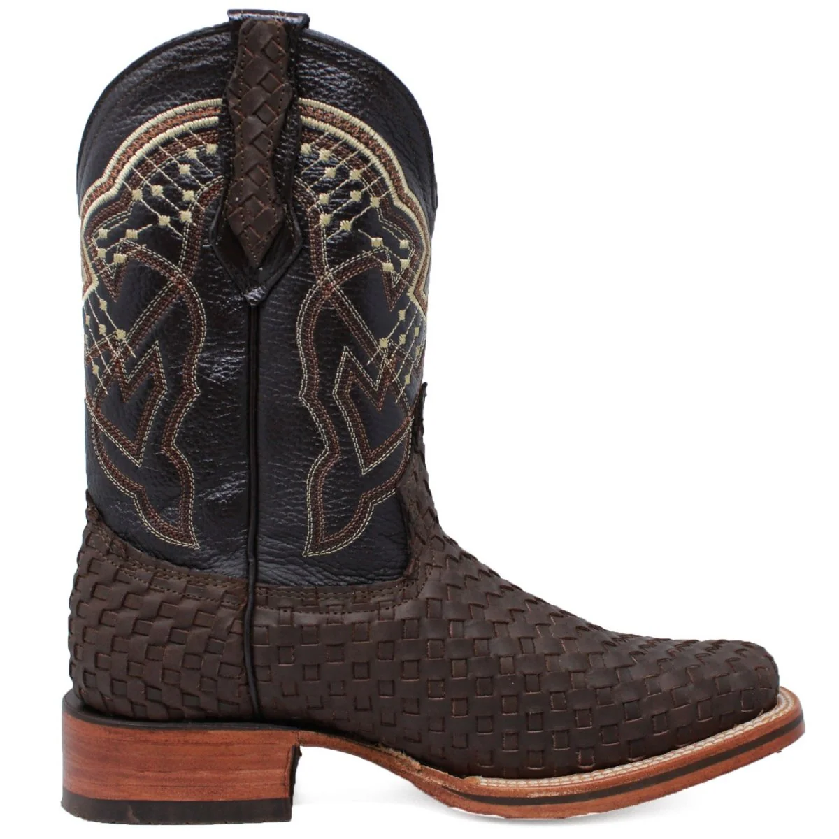 Men's Petatillo Woven Leather Square Toe Boots - Brown - Imagen 3