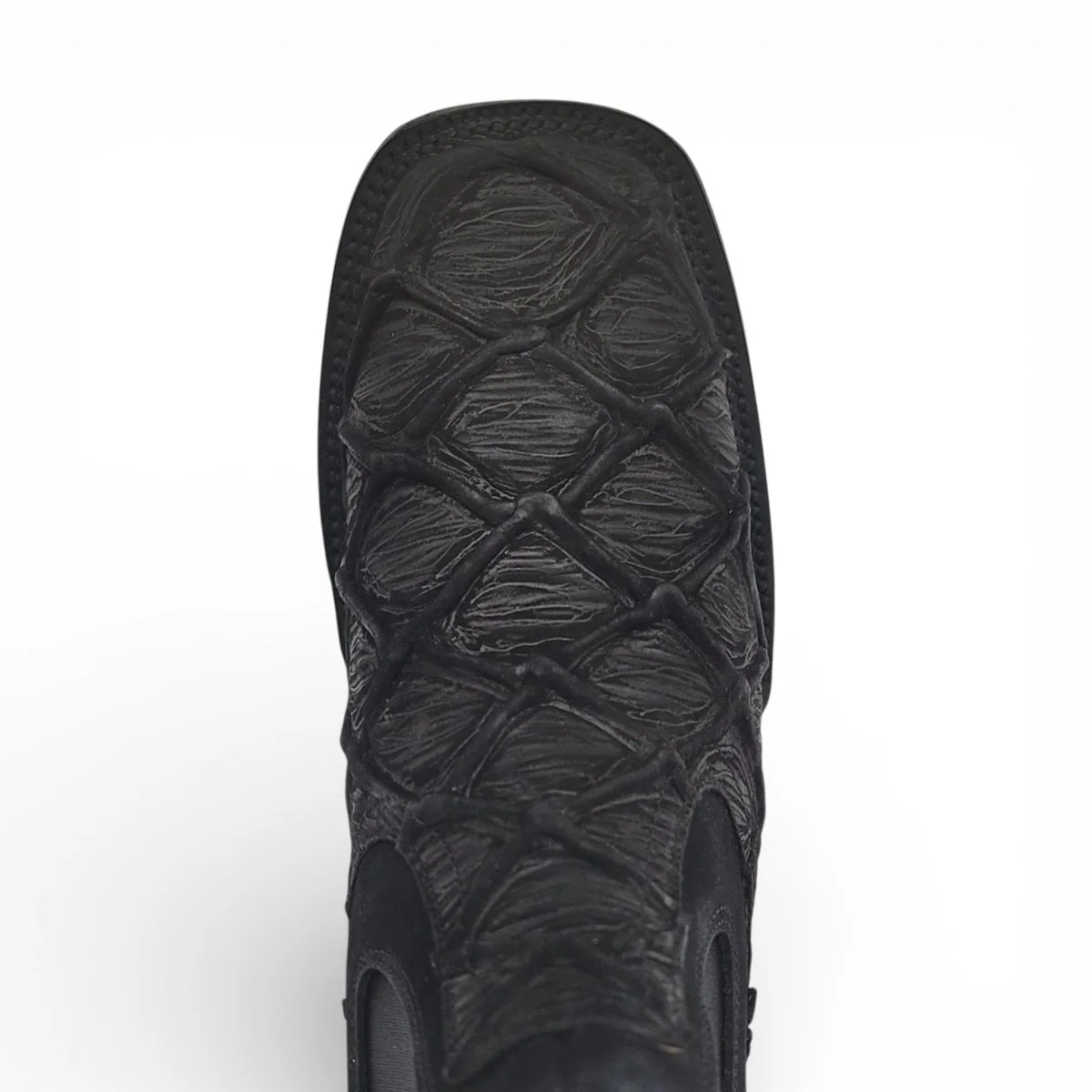 Mens Pirarucu Print Western Botin Black – Genuine Leather Square Toe H42RM7205 - Imagen 9