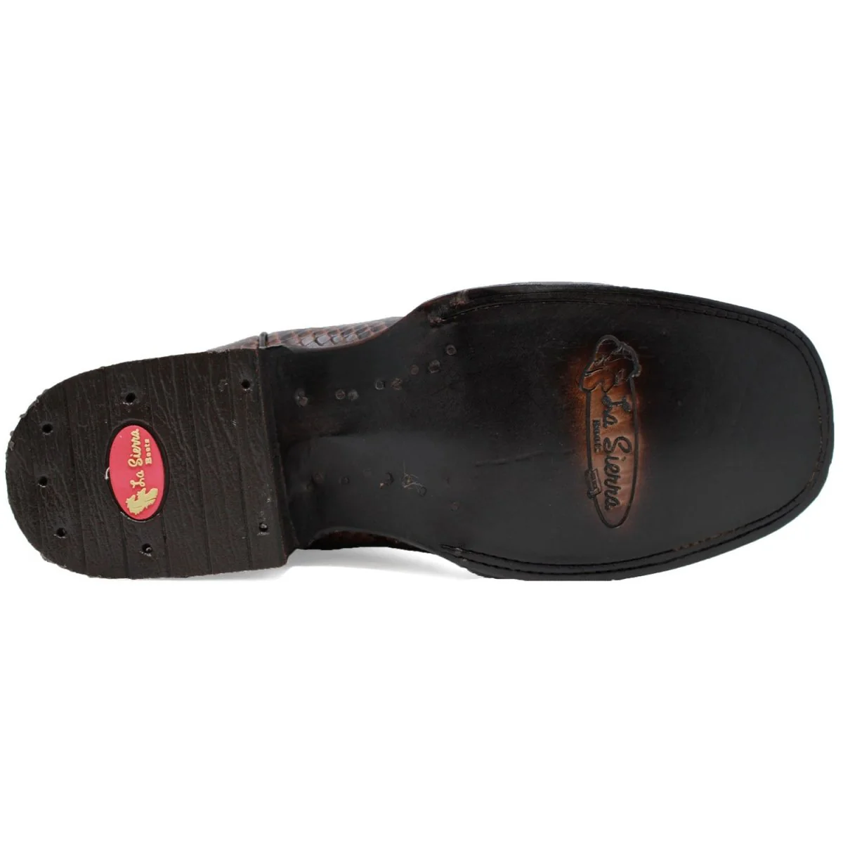 Men's Python Print Leather Square Toe Boots - Brown - Imagen 6