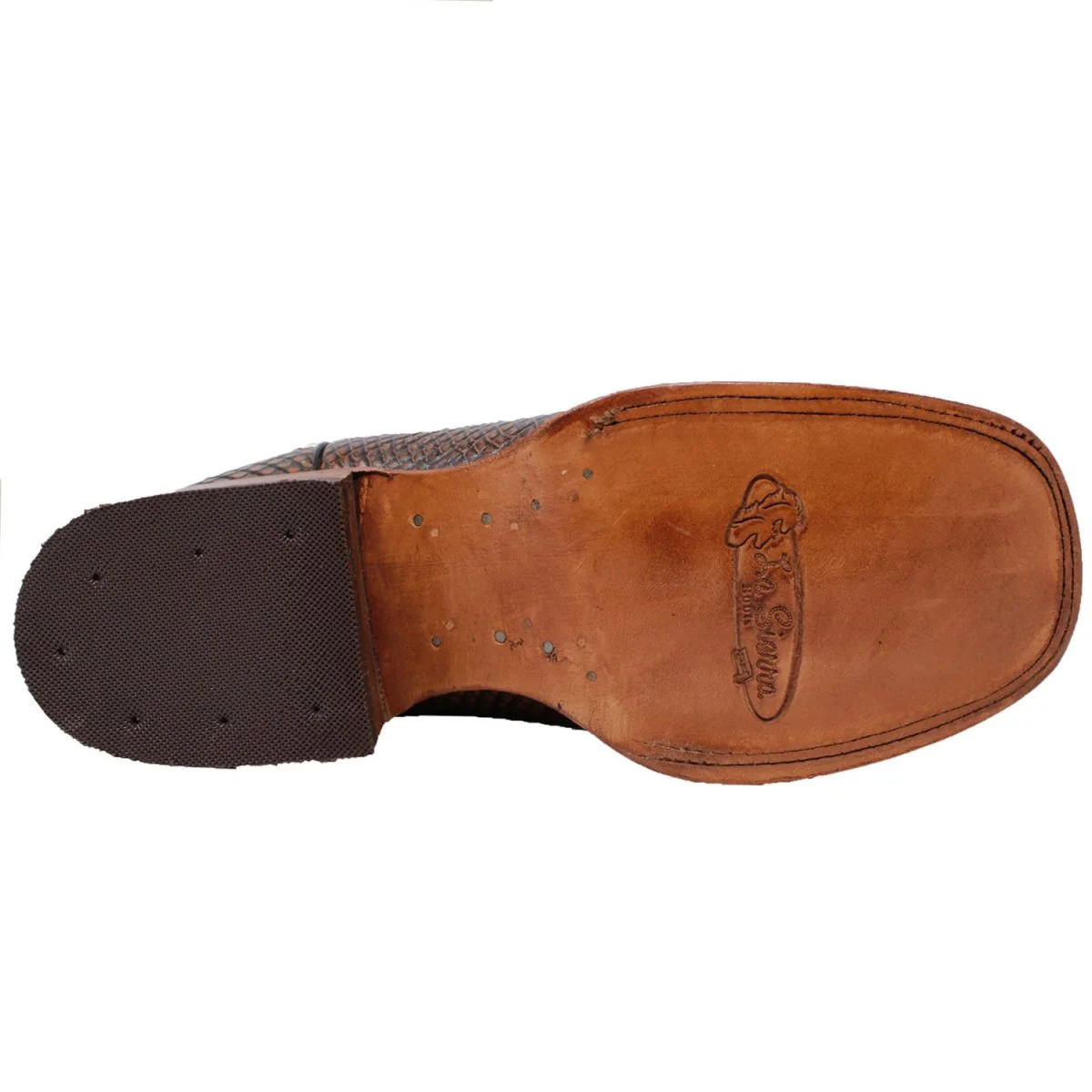 Men's Python Print Leather Square Toe Boots - Honey - Imagen 7