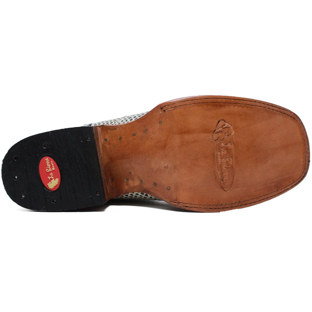 Men's Python Print Leather Square Toe Boots - Natural LAC-695 - Imagen 7