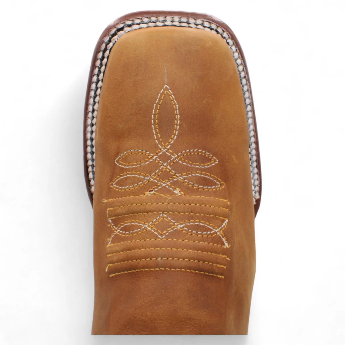 Botin Vaquero para Hombre de Piel Crazy Color Papaya con Punta Cuadrada y Suela de Cuero – Hooch Boots H42P2661 - Imagen 5