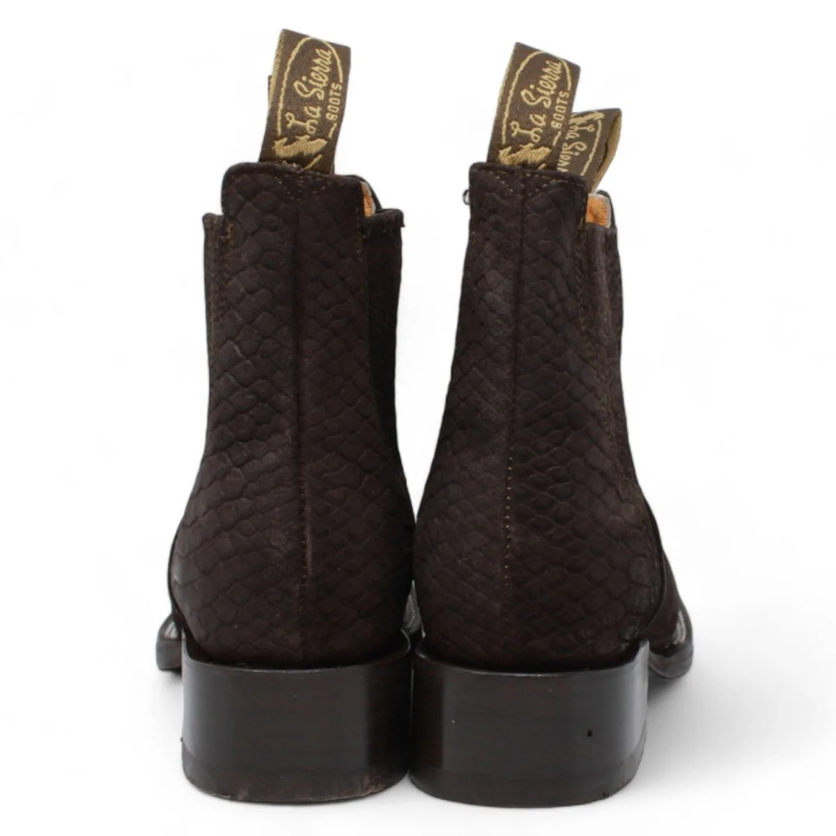 Men's Square Toe Ankle Boots Python Print Brown - Imagen 7