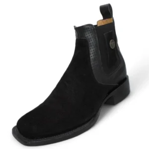 Men's Suede Square Toe Ankle Boots - Black