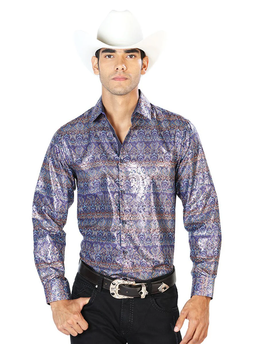 Navy Blue Casual Long Sleeve Shirt 43567 - Imagen 2