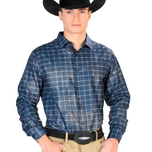 Navy Blue Casual Long Sleeve Shirt 43768