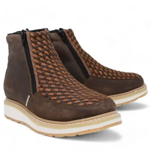 Petatillo Square Toe Double Density Work Boots Brown with Double Zipper LC