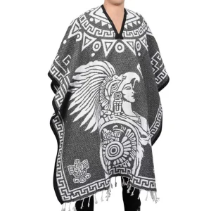 Poncho Azteca Bordado Doble Vista Artesanal imp-73127