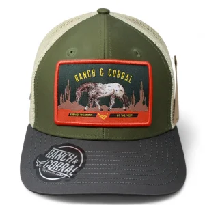 Ranch & Corral Trucker Hat Green Beige Horse