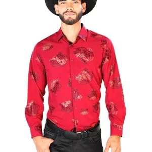 Red Casual Long Sleeve  Shirt 43829