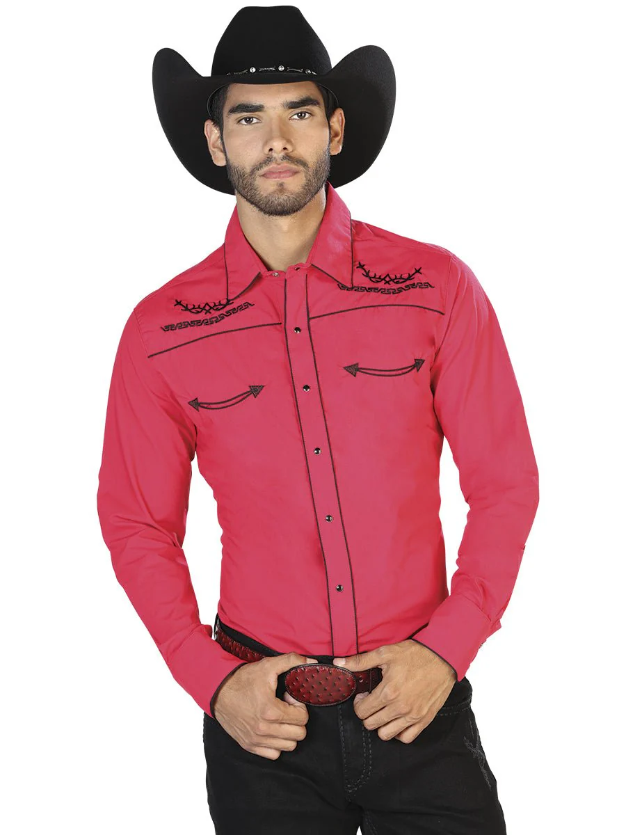 Red Western Long Sleeve Shirt 42952 - Imagen 2