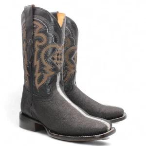 Rowstone Stingray Print Square Toe Boots - Black