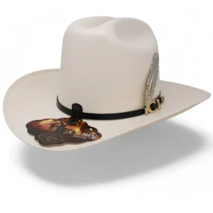 Sombrero Carin Leon Oficial 50X con Pluma de Plata