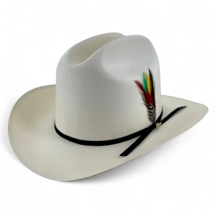 Sombrero Morcon 1,000X Estilo El Fantasma con Plumas y Liston Negro - Imagen 2