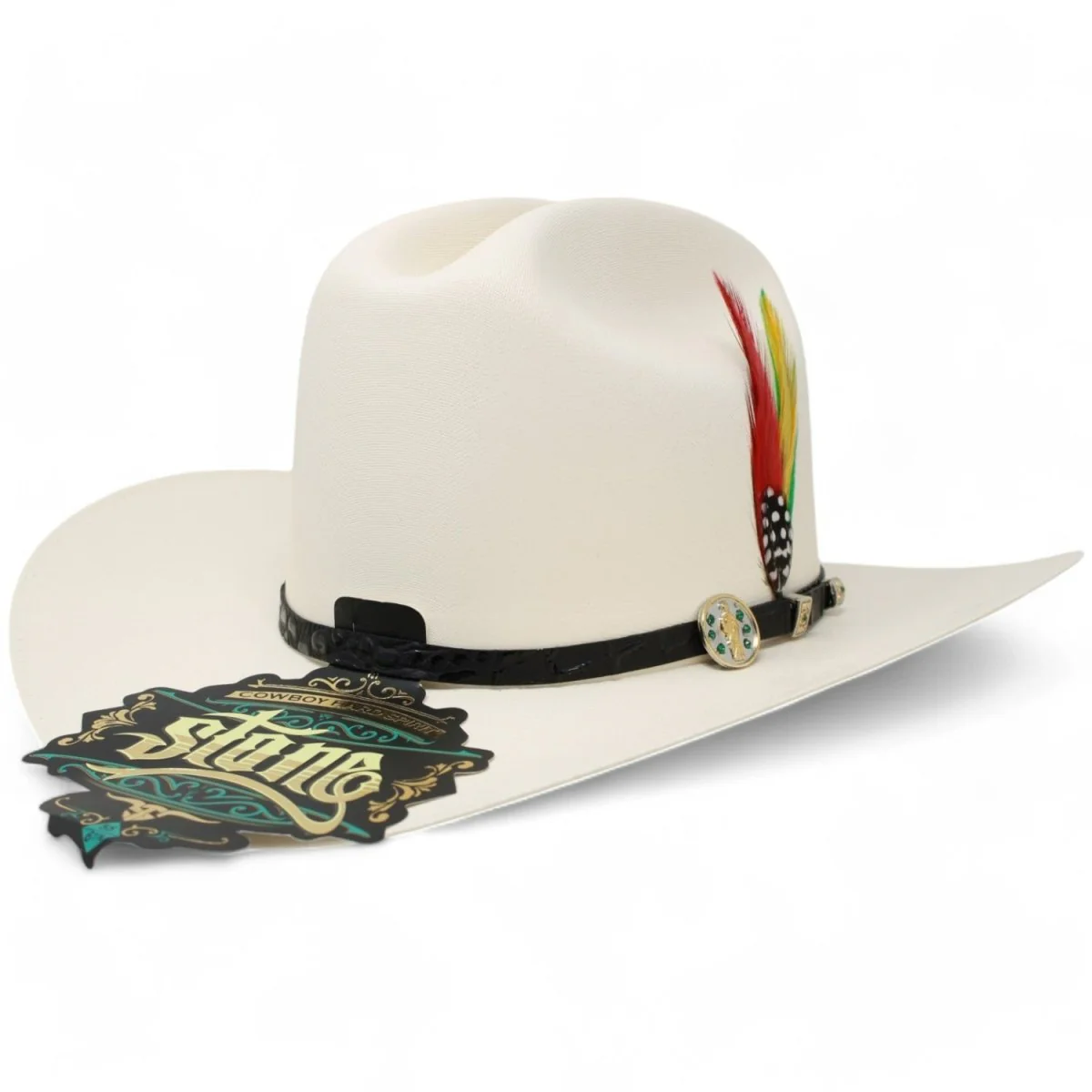Sombrero Fino de Palma – Calidad 5,000X Estilo Sinaloa con Plumas San Judas – Stone Hats - Imagen 2