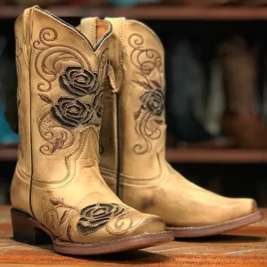 Tanner Mark Girl's Leather Square Toe Boots - McAllen