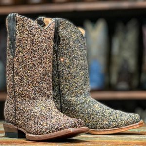 Tanner Mark Girl's Leather Square Toe Boots - Mermaid Brown