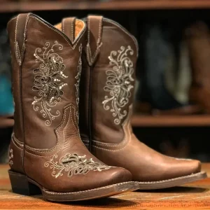 Tanner Mark Girl's Leather Square Toe Boots - Pasadena