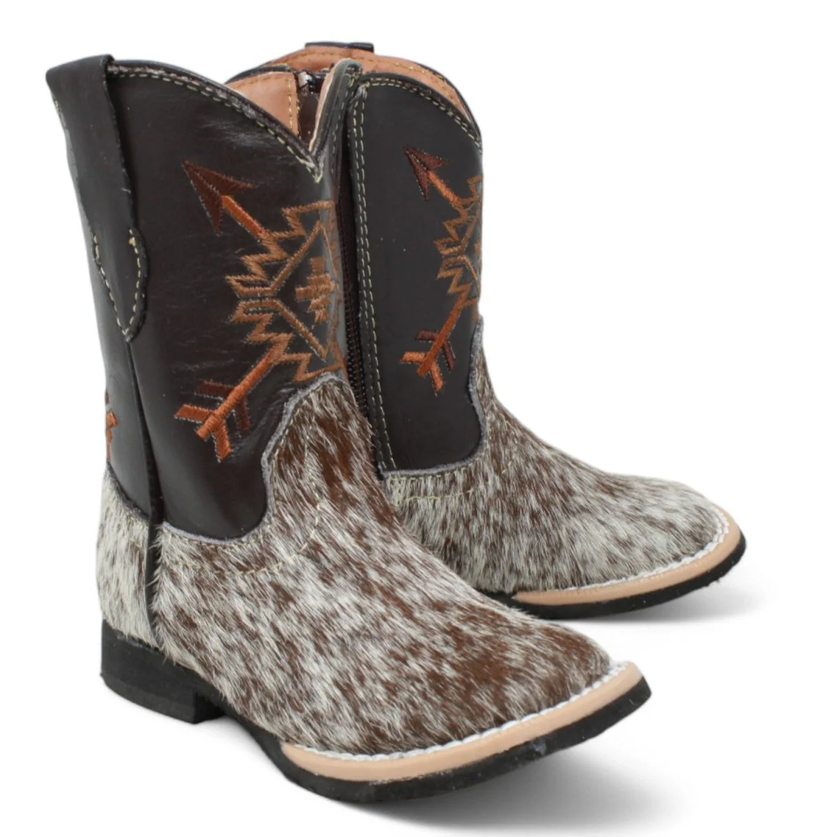 Tanner Mark Infant Leather Square Toe Boots Cow Hair Brown - Imagen 2