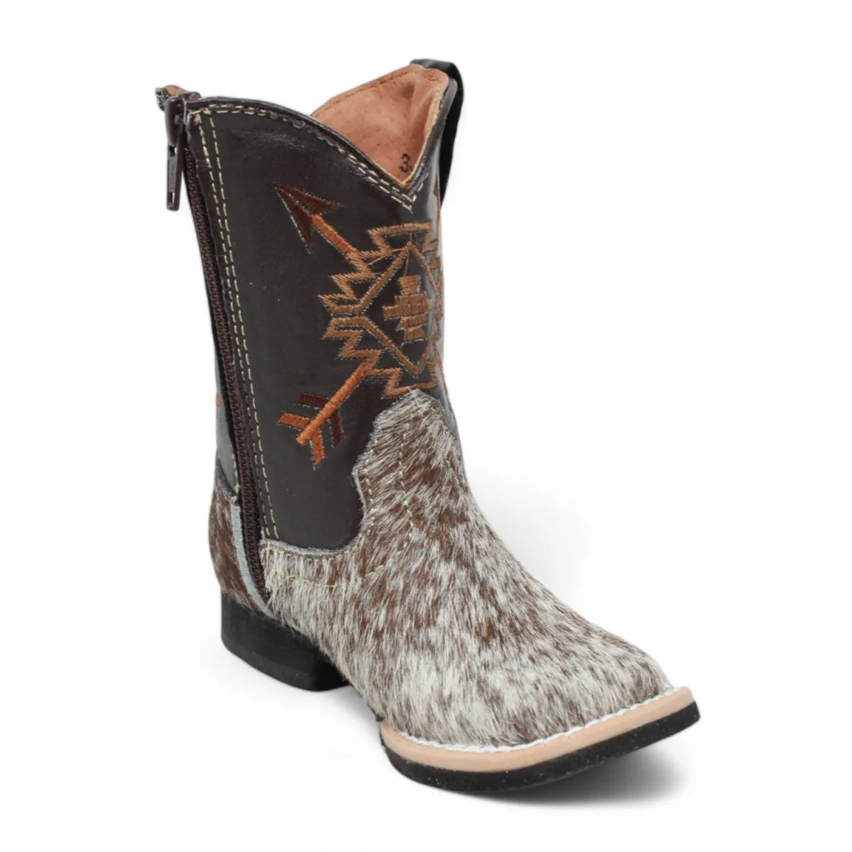 Tanner Mark Infant Leather Square Toe Boots Cow Hair Brown - Imagen 3