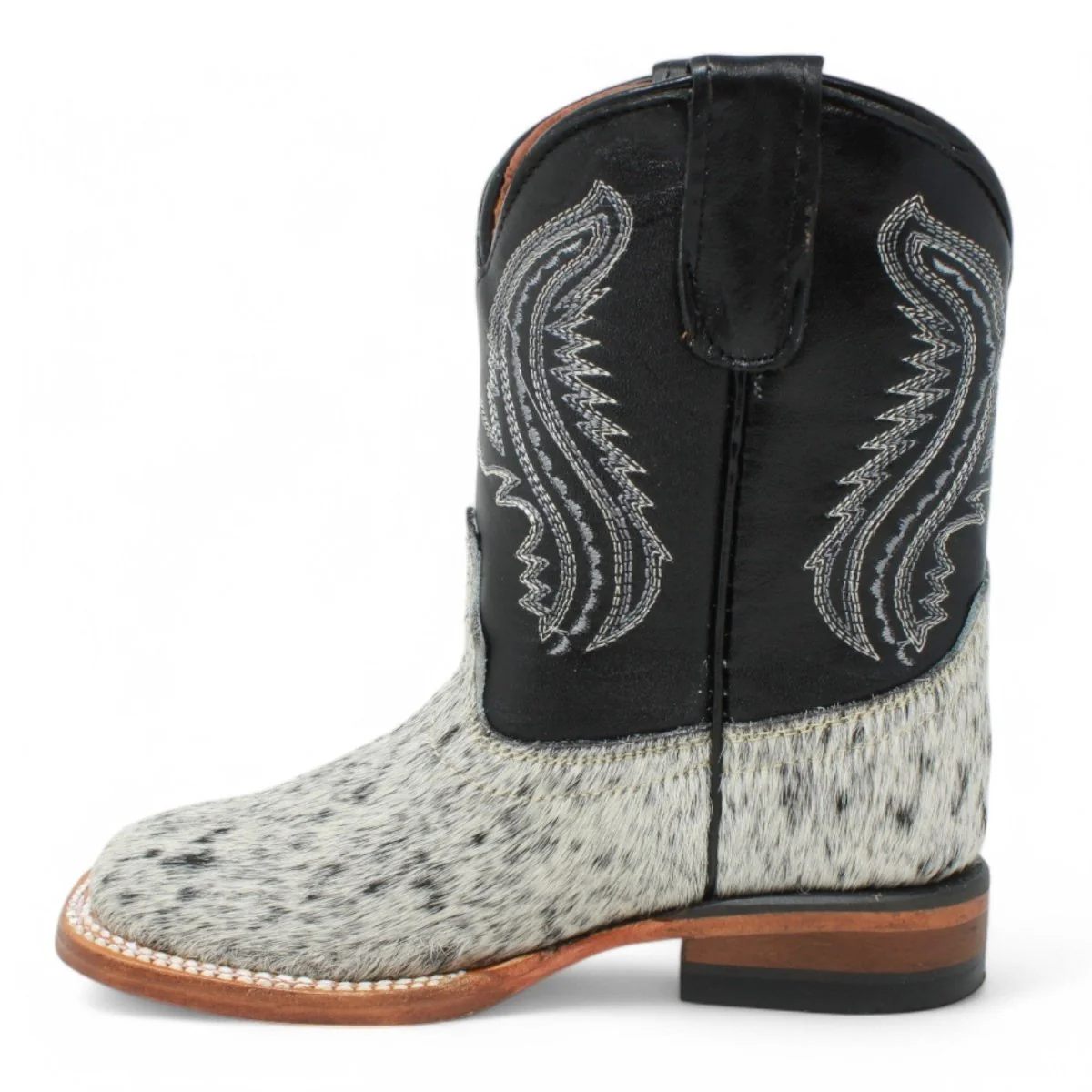 Tanner Mark Kids Leather Square Toe Boots Cow Hair Black - Imagen 3