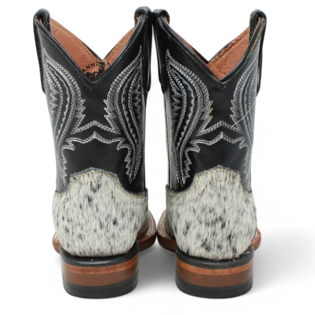 Tanner Mark Kids Leather Square Toe Boots Cow Hair Black - Imagen 5