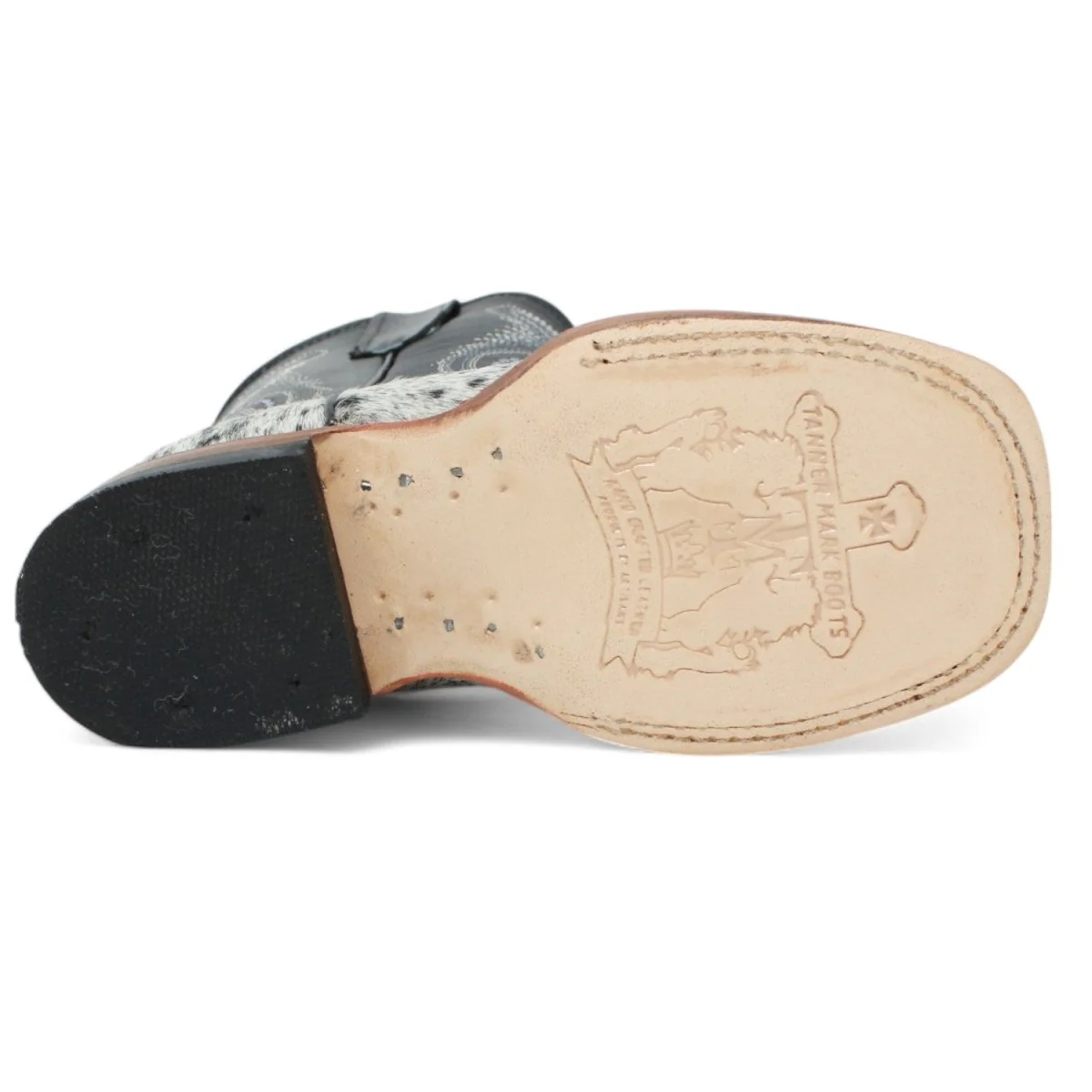 Tanner Mark Kids Leather Square Toe Boots Cow Hair Black - Imagen 6