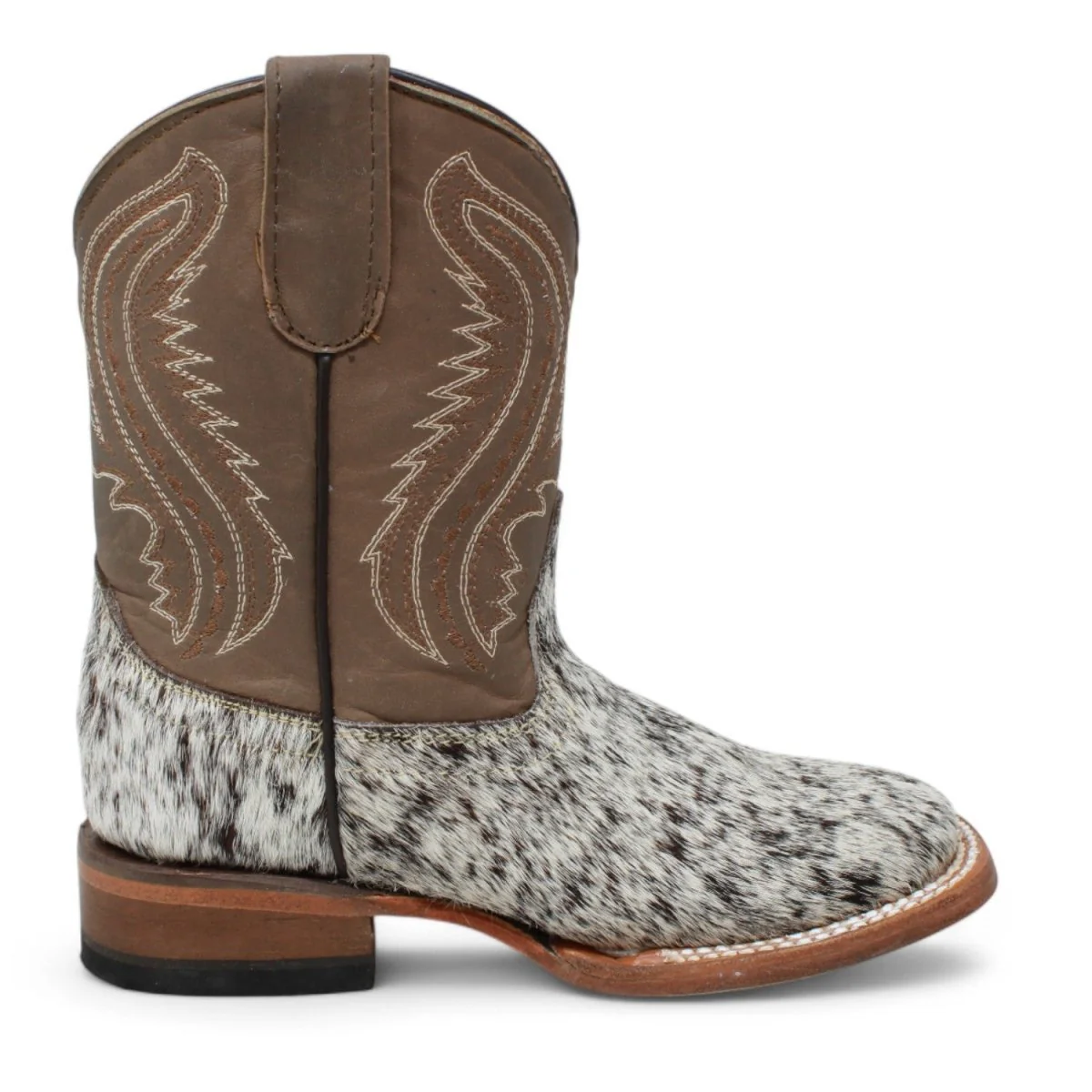 Tanner Mark Kids Leather Square Toe Boots Cow Hair Brown - Imagen 4